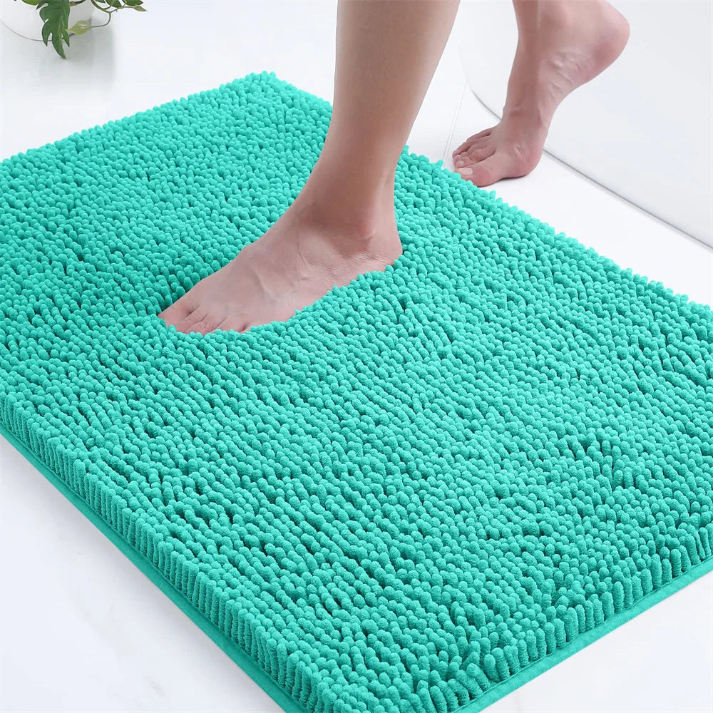 Navak Carpet Olanly Chenille Bathroom Rug Extra Soft Shaggy Bath Mat Non-Slip Bathroom Floor Mat Water Absorbent Plush Microfiber Rugs Shower