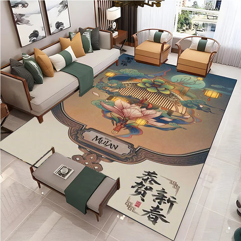 Navak Carpet Chinese Style Living Room Carpet Coffee Table Floor Mat Alfombra Rug Study Bedroom Bedside Home Decoration Non-slip Floor Mat