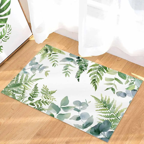 Navak Carpet Eucalyptus Leaf Plant Welcome Doormat Decor Kitchen Corridor Balcony Rugs Living Room Carpet Bedroom Anti-slip Floor Mat