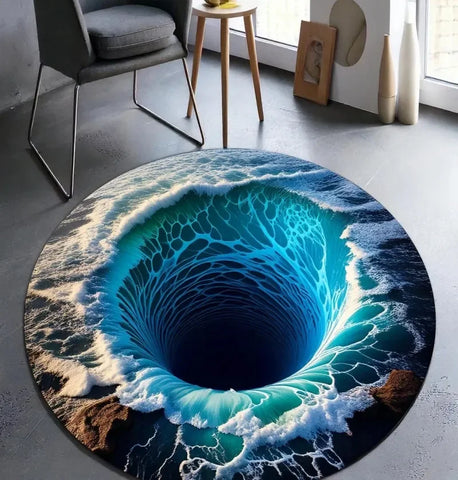 Navak Carpet 3D Vortex Print Round Rug Bedroom Carpet Living Room Nonslip Floor Mat Sofa Table Rugs for Home Girls Room Rug