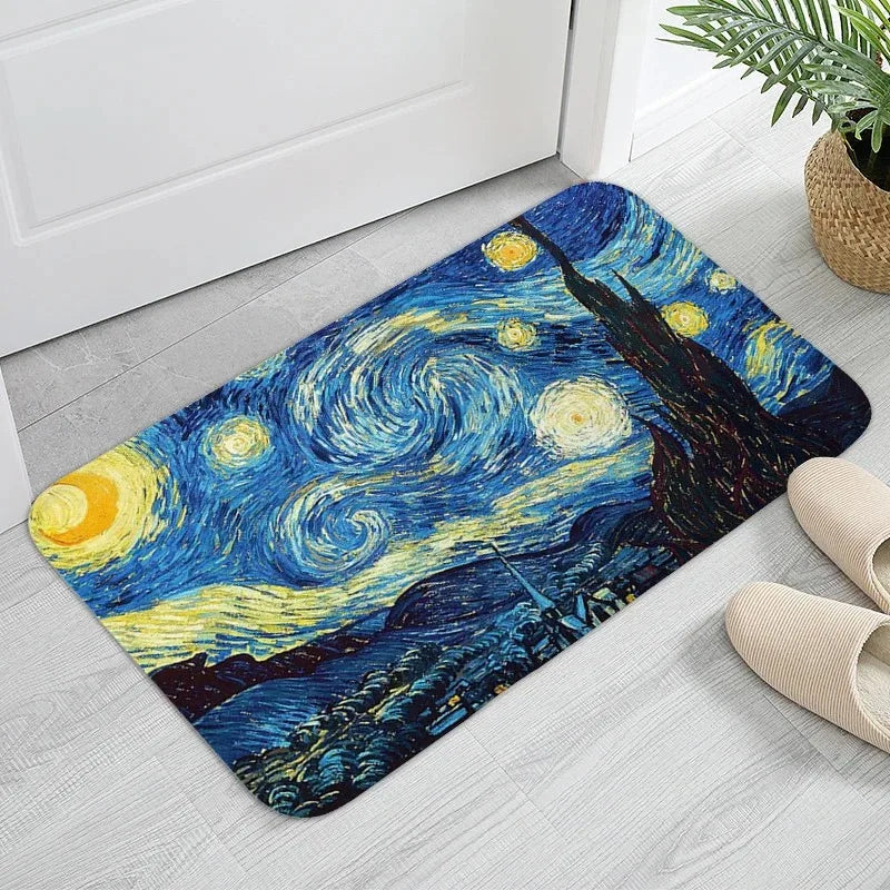Navak Carpet MINOSO Van Gogh Art Door Mat Oil Painting Style Carpet Floor Mat Welcome Mat Door Mat Entrance Kitchen Rug Outdoor Rug Anime Rug