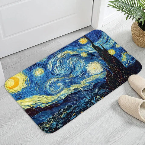 Navak Carpet MINOSO Van Gogh Art Door Mat Oil Painting Style Carpet Floor Mat Welcome Mat Door Mat Entrance Kitchen Rug Outdoor Rug Anime Rug