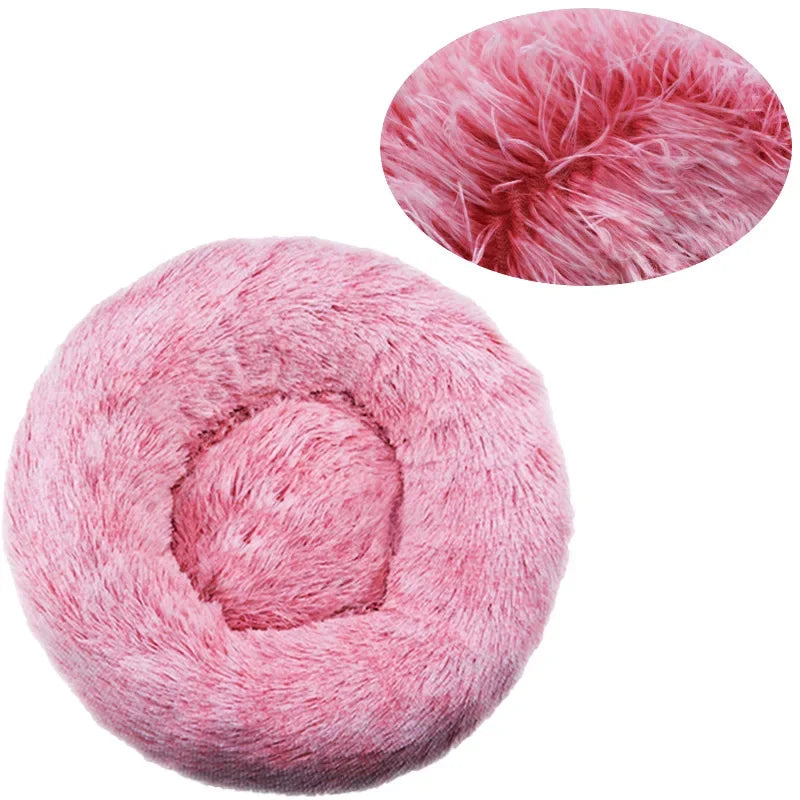 Navak Carpet  40-90cm Round Pet Bed for Large Dog Bed Super Soft Cat Bed Long Plush Dog House for Medium Dog House Winter Warm Sleeping