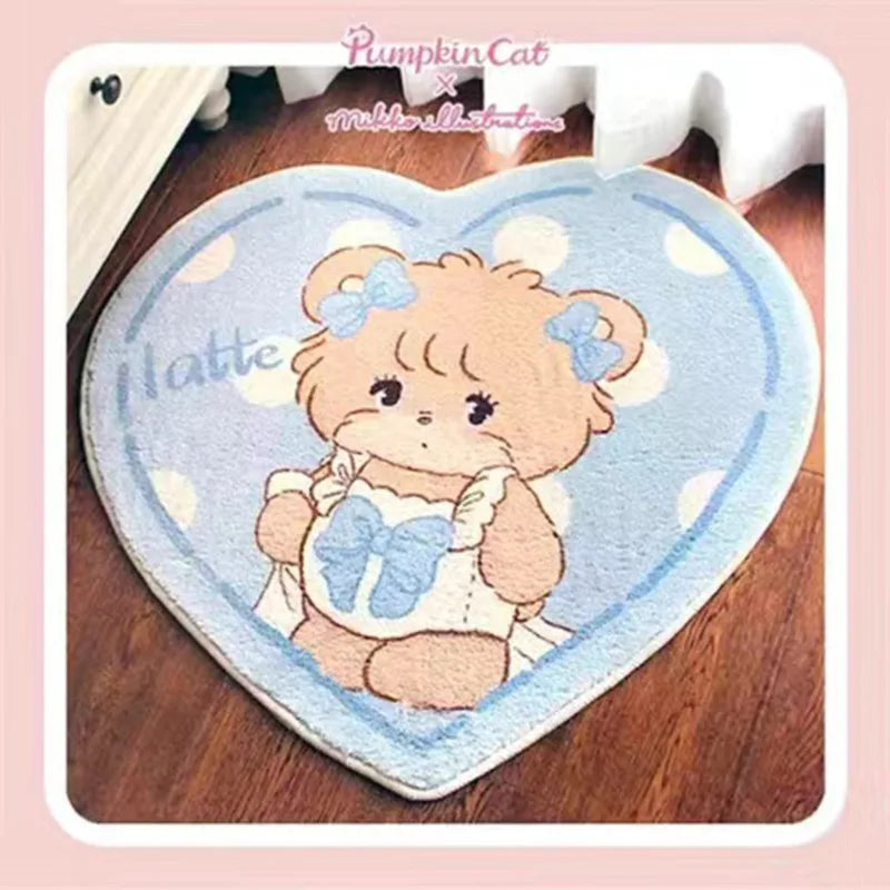 Navak Carpet Cartoon Cute Bear Carpet Animal Heart Shape Carpet Non Slip Machine Washable Bedside Plush Rug Home Decor Room Girl Children Mat