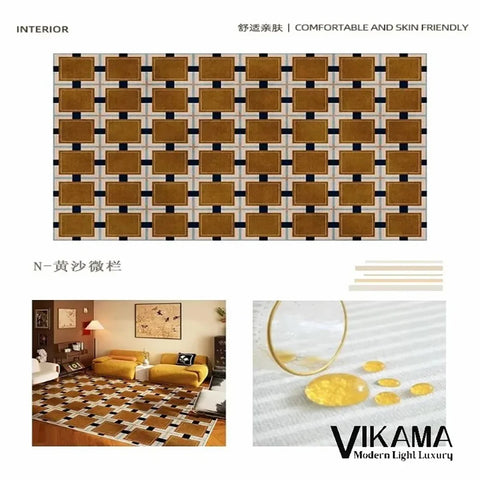 Navak Carpet Exclusive Picks Loop-Pile Carpet Light Luxurious Plaid Living Room Mat Bedroom Carpet Sofa Large Rug Non-Slip Washable Home Decor