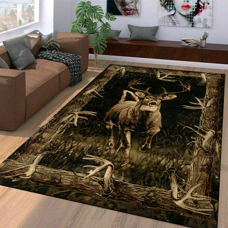 Navak Carpet 15 Sizes Flag Deer Pattern Rug Carpet for Living Room Bathroom Mat Creative Doormat Carpet for Bedroom Home Decor Alfombras Cool