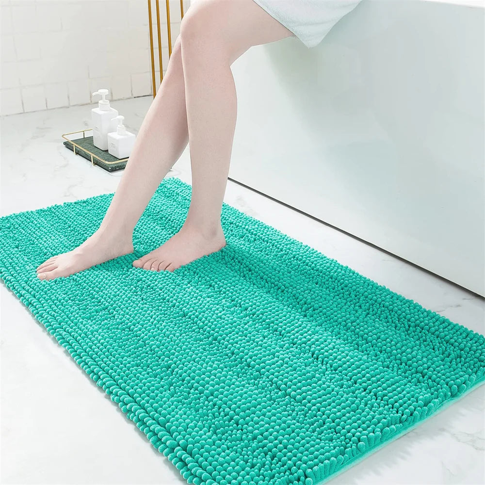 Navak Carpet Olanly Chenille Bathroom Rug Extra Soft Shaggy Bath Mat Non-Slip Bathroom Floor Mat Water Absorbent Plush Microfiber Rugs Shower