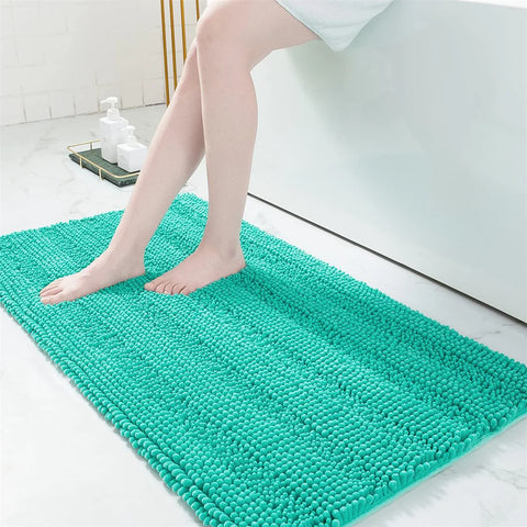 Navak Carpet Olanly Chenille Bathroom Rug Extra Soft Shaggy Bath Mat Non-Slip Bathroom Floor Mat Water Absorbent Plush Microfiber Rugs Shower