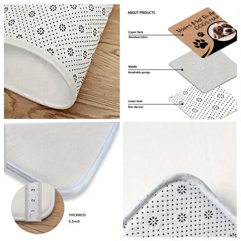 Navak Carpet 1pc Cartoon Puppy Design Entrance Mat - Quick Dry, Non-slip Polyester Door Mat with Paw Print for Indoor/Outdoor Use