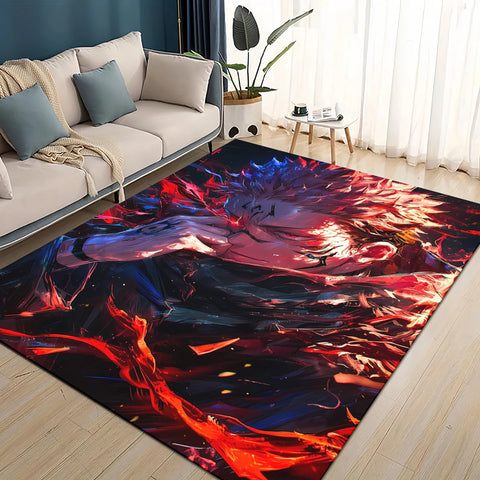 Navak Carpet 3D Cartoon Jujutsu Kaisen Anime Itadori Yuj Carpet Rug for Living Room Bedroom Home Sofa Decoration,kids Play Non-slip Floor Mat