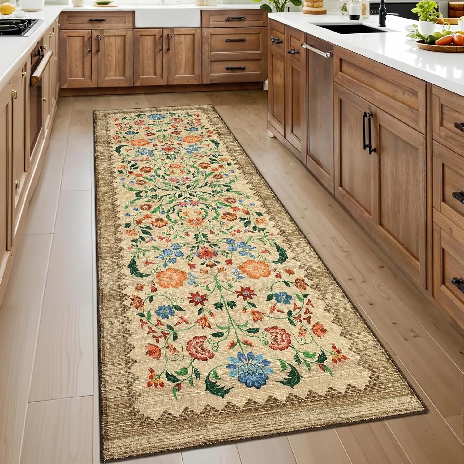 Navak Carpet Hallway Runner Rug Washable Floral Corridor Long Carpet Soft Low Pile Christmas Decor Carpets Bedroom Floor Mat Non-slip Mats