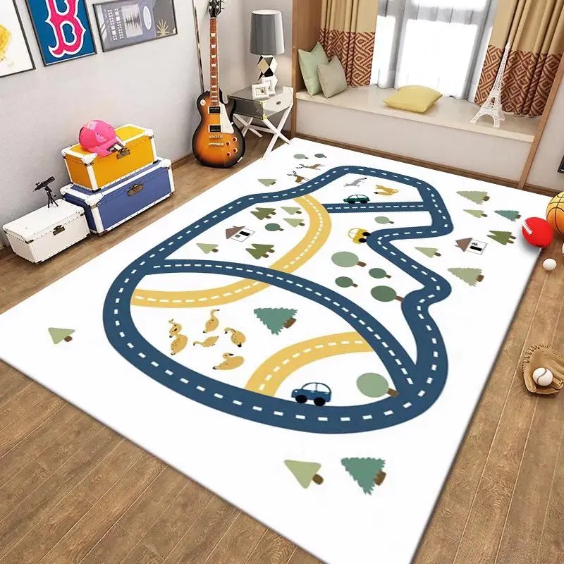 Navak Carpet Thickened Flannel Carpet Living Room Children's Bedroom Decoration Floor Rug Cartoon Road Play Mat Soft Tatami Carpets Non-slip