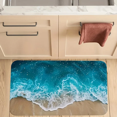 Navak Carpet Summer Beach Wave Kitchen Floormat Home Decor Non-slip Kitchen Hallway Balcony Rugs Bathroom Foot Pad Bedroom Door Mat