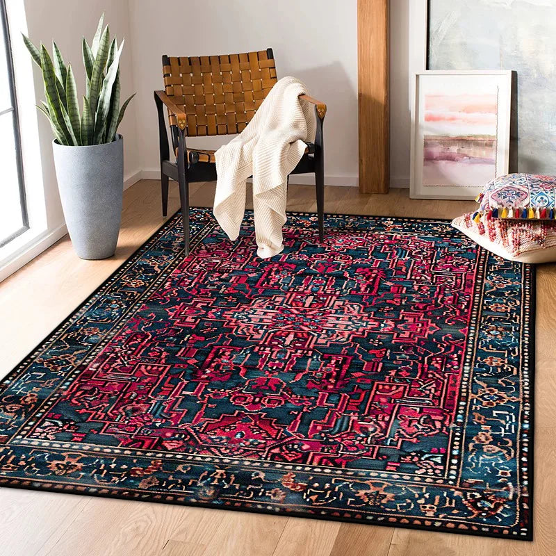 Navak Carpet Persian Retro Carpet for Living Room Decoration Home Bedroom Bedside Non-slip Large Rugs Study Balcony Easy Clean Washable Mats