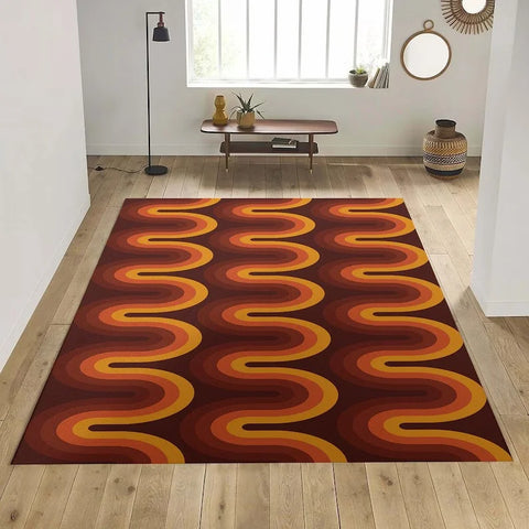 Navak Carpet Mid Century Modern Art Rugs Scandinavian Style Living Room Rug Retro 70s Area Rug Neutral Abstract Geometric Carpet Non Slip