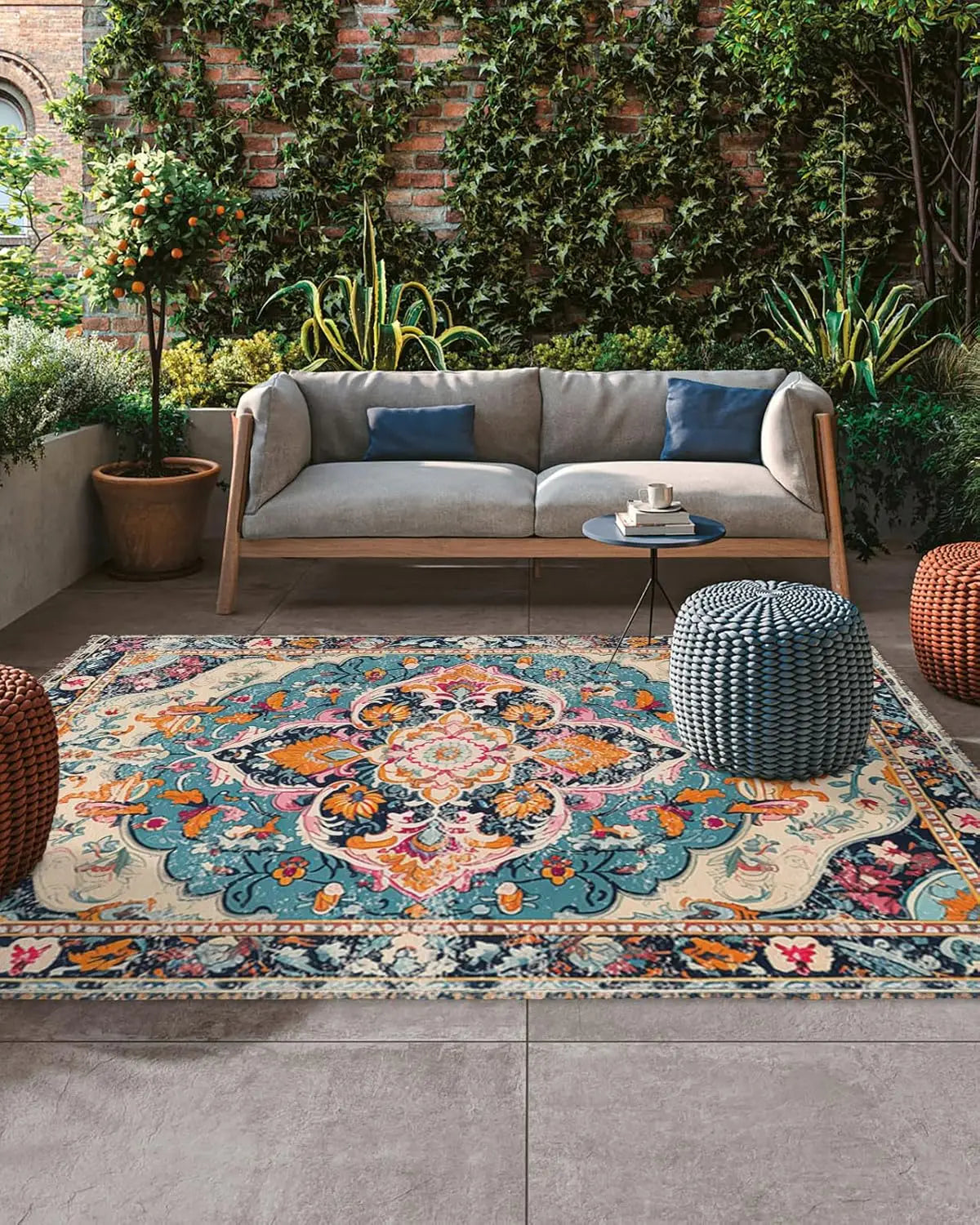 Navak Carpet Exclusive Picks Summer Outdoor Carpet, American Retro Living Room Floor Mat, Terrace Camping Rv, Field Mat, Home Decoration
