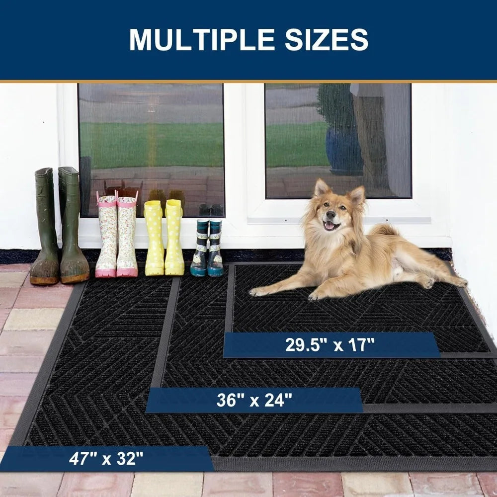 Navak Carpet Smiry Front Door Mat Outside Entrance, Heavy Duty Sturdy Natural Rubber Doormat, Trap Dirt and Moisture