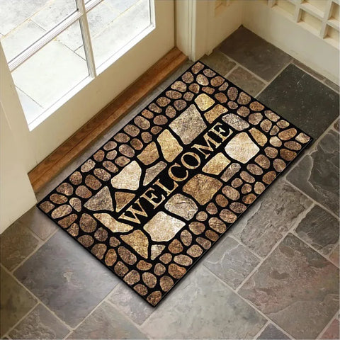 Navak Carpet Europe Style Simulation Pebble Board Welcome Carpet Living Room Sofa Bedroom Study Kitchen Entrance Door Mat Non-slip Decor Rug