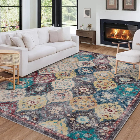 Navak Carpet Large Vintage Persian Area Rug - Machine Washable Rectangle Soft Rugs for Living Room, Bedroom, Kitchen, Office Anti-Slip Non Sh