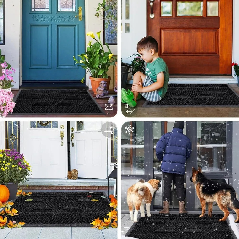 Navak Carpet Smiry Front Door Mat Outside Entrance, Heavy Duty Sturdy Natural Rubber Doormat, Trap Dirt and Moisture