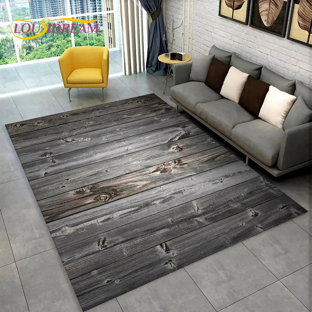 Navak Carpet 3D HD Wood Grain Retro Area Rug Large,Carpet Rug for Home Living Room Kids Bedroom Sofa Doormat Decor,Kitchen Non-slip Floor Mat