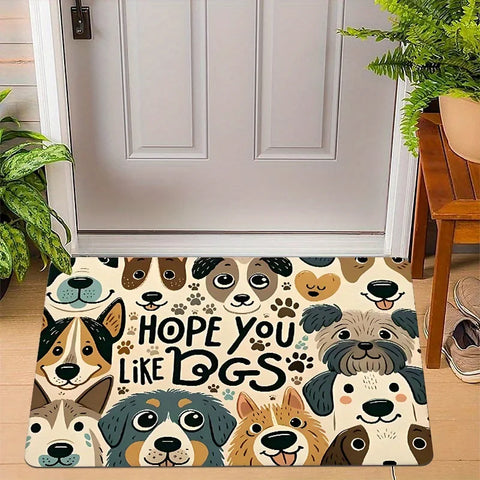 Navak Carpet 1 piece warm and cute dog element doormat - non-slip and soft with playful cartoon dog pattern, suitable for indoor/outdoor use