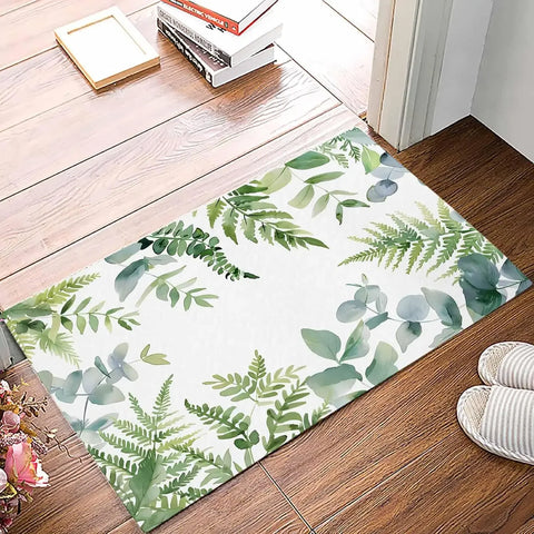Navak Carpet Eucalyptus Leaf Plant Welcome Doormat Decor Kitchen Corridor Balcony Rugs Living Room Carpet Bedroom Anti-slip Floor Mat