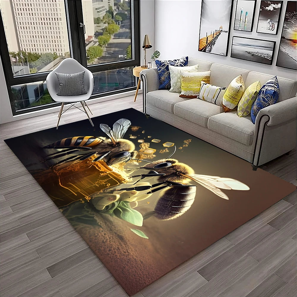 Navak Carpet Cute Bee HoneyBee Insect Cartoon 3D Carpet Rug for Home Living Room Bedroom Sofa Doormat Decor,kids Area Rug Non-slip Floor Mat