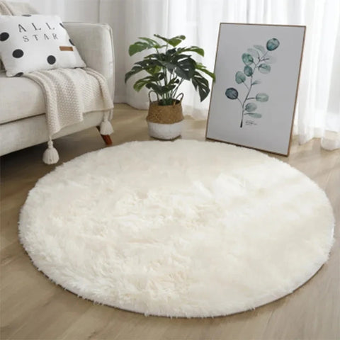 Navak Carpet Super Soft Plush Round Rug Mat Fluffy White Carpets For Living Room Home Decor Bedroom Kid Room Decoration Salon Thick Pile Rug