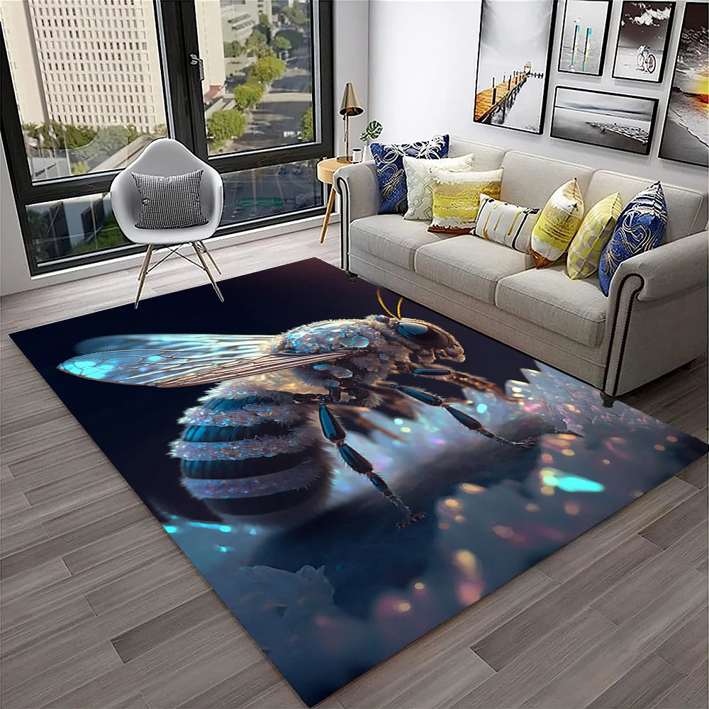 Navak Carpet Cute Bee HoneyBee Insect Cartoon 3D Carpet Rug for Home Living Room Bedroom Sofa Doormat Decor,kids Area Rug Non-slip Floor Mat