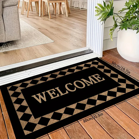 Navak Carpet Geometric Rhombus Pattern Welcome Door Mat Balcony Hallway Laundry Room Rug Living Room Kitchen Bedroom Entry Non-slip Floormat
