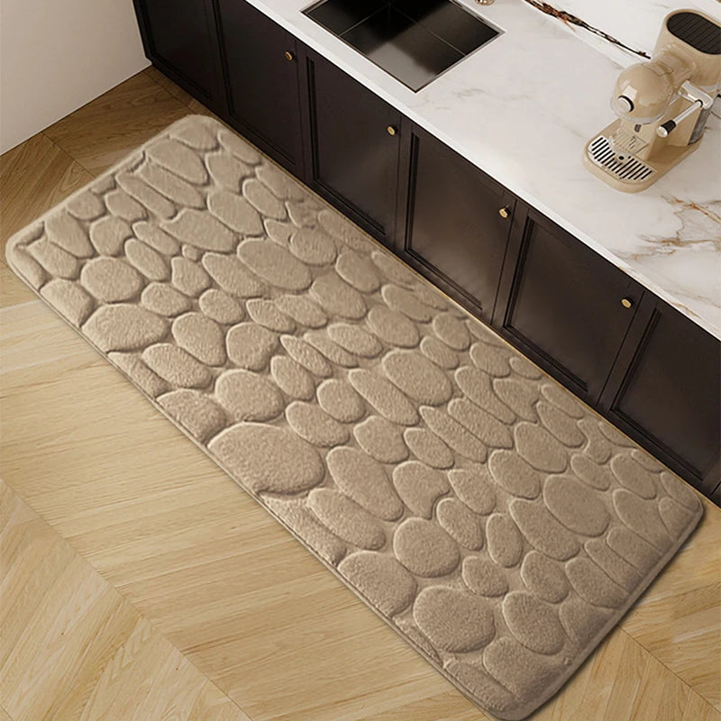Navak Carpet 1pc Chic Cobblestone Design Kitchen Mat Soft Washable Anti-Skid Absorbent Home Decor Decor Rug