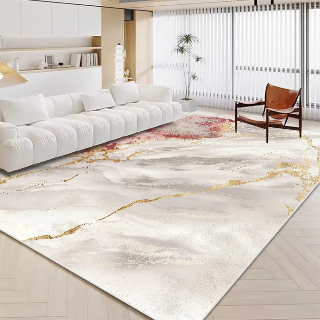 Navak Carpet Luxury White Marble Carpet for Living Room Nordic Gold Decoration Home Tapis Non-slip Washable Rugs for Bedroom Ins Floor Mat 러그