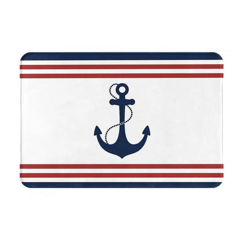 Navak Carpet Anchor Nautical White & Navy Anti-slip Doormat Floor Mat Cushion Carpet Rug for Kitchen Entrance Home Bathroom Living room Mats