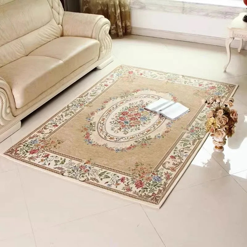 Navak Carpet Crystal velvet carpetEurope Style Beautiful Flowers Carpet Living Room Sofa Bedroom Study Kitchen Entrance Door Mat Non-slip Lig