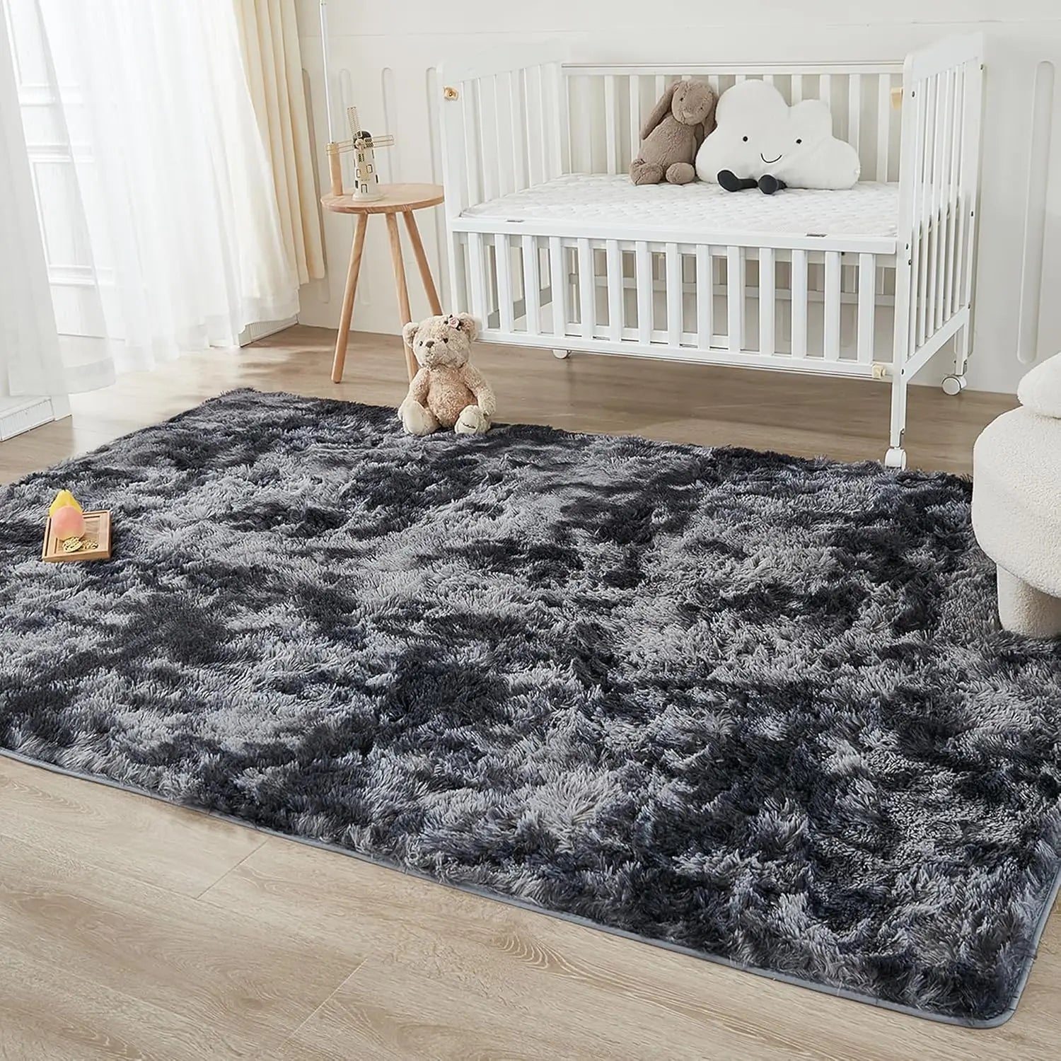 Navak Carpet Silky Plush Fluffy Carpet Soft Shaggy Sofa Area Rug for Living Room Bedroom Floor Mat Kids Play Cushion Home Decor Gray Beige