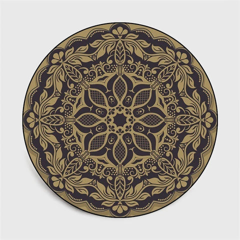 Navak Carpet Round Bohemian Mandala Carpet for Living Room Geometric Print Ethnic Style Bedroom Mat Home Decor Rugs Machine Washable Area Rug