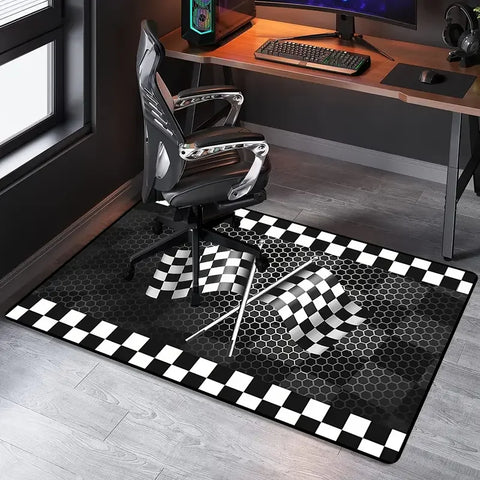 Navak Carpet Exclusive Picks Black and White Checkered Flag Carpet Durable Anti-Slip Racing Sports Decorative Floor Mat Living Room Carpet Home Decor