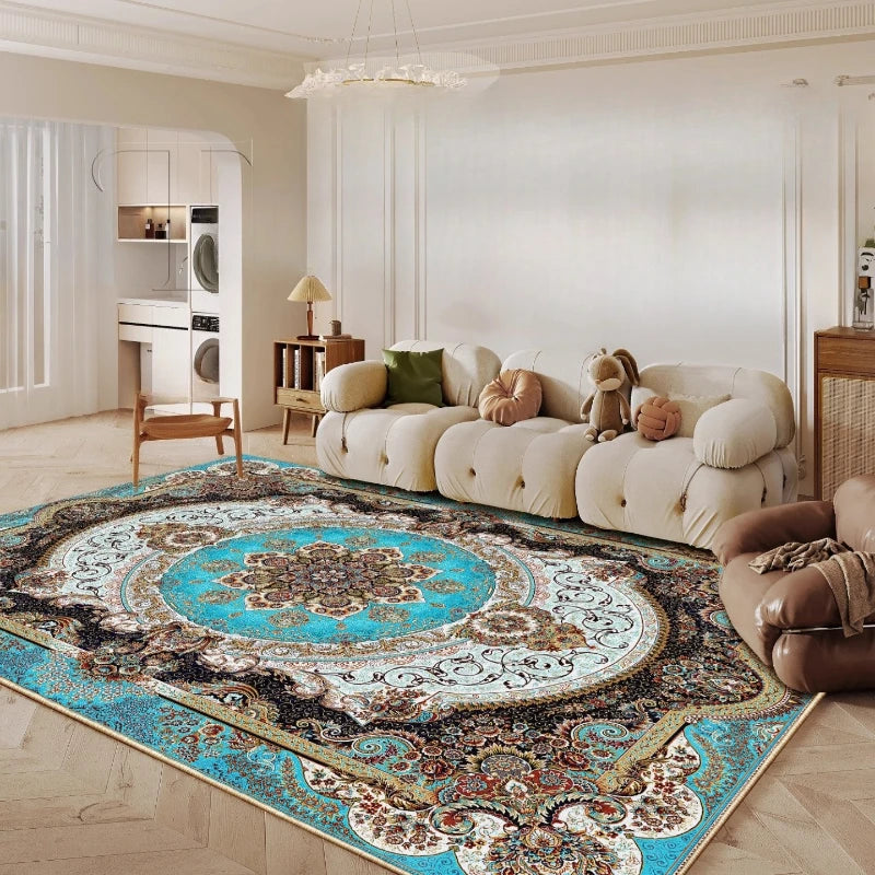 Navak Carpet Ethnic Style Bedroom Decor Retro Carpet Light Luxury Carpets for Living Room Washable Lounge Soft Floor Mat Anti-slip Study Rug
