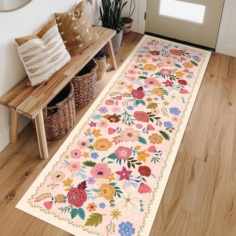 Navak Carpet Bohemian Style Carpets for Living Room Flower Pattern Bedroom Decor Carpet Thick Washable Lounge Floor Mat Fluffy Soft Study Rug