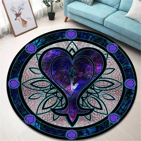 Navak Carpet K-Kingdom Heart Themed Round Carpet for Living Room and Bedroom NonSlip Floor Mat Rug for Gaming Enthusiast Birthday Gift Idea