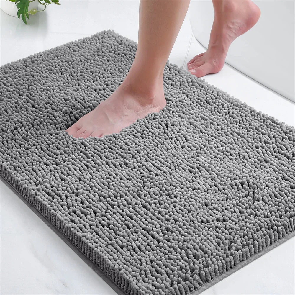 Navak Carpet Olanly Chenille Bathroom Rug Extra Soft Shaggy Bath Mat Non-Slip Bathroom Floor Mat Water Absorbent Plush Microfiber Rugs Shower