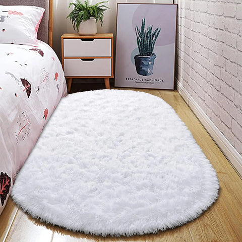 Navak Carpet Oval Fluffy Ultra Soft Area Rugs for Bedroom Plush Shaggy Carpet for Kids Room Bedside Nursery Mats, 2.6 x 5.3ft