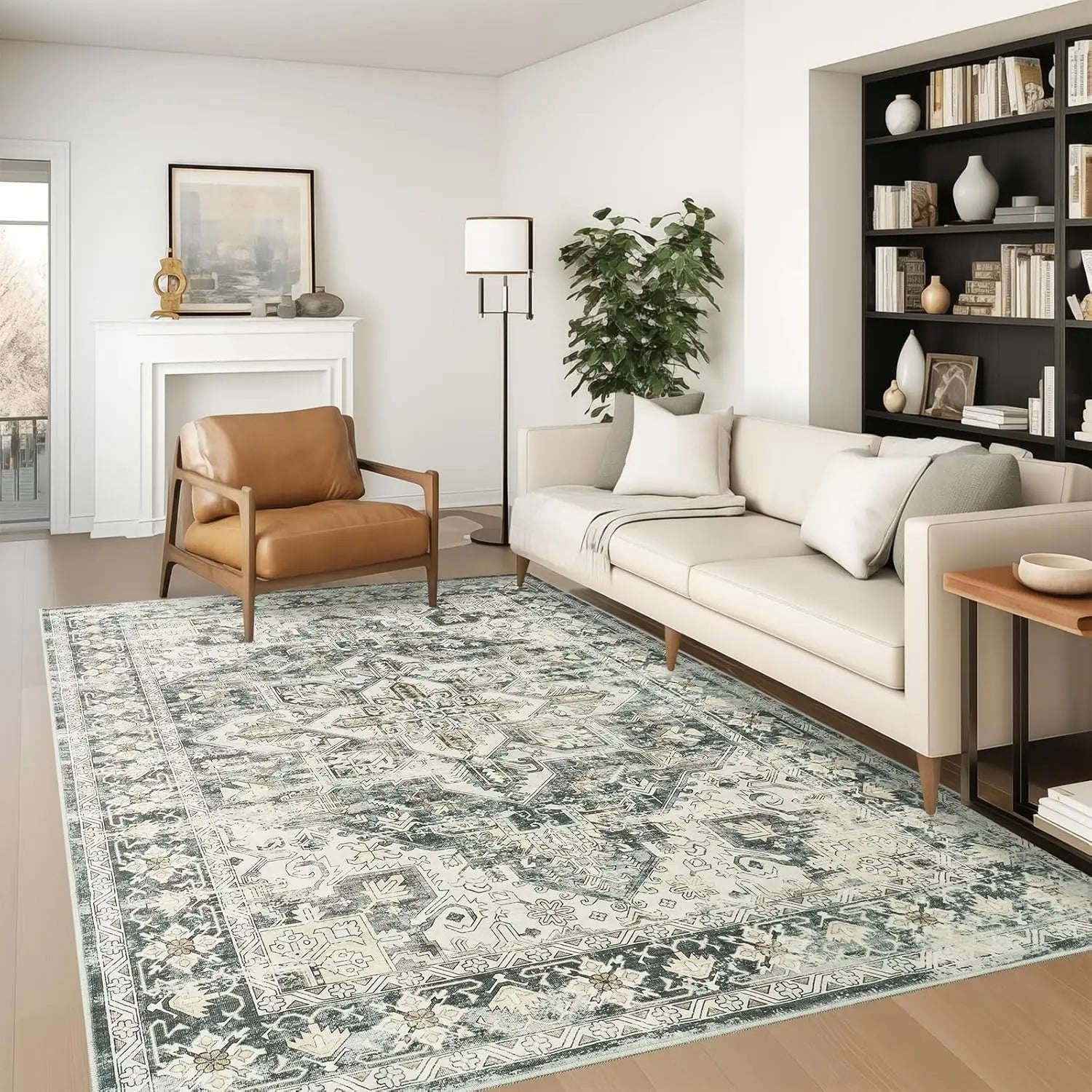 Navak Carpet zesthomeArea Rugs - Ultra-Thin Washble Rug, Stain Resistant Anti Slip Backing Rugs for Living Room,Bedroom, Vintage Home De