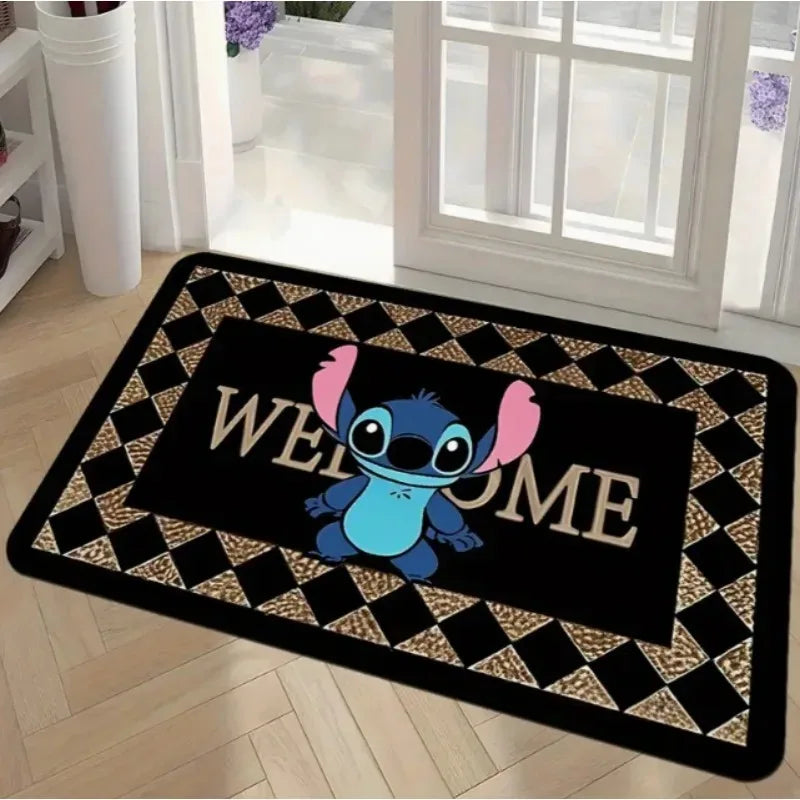 Navak Carpet 1pc Stitch The Movie Welcome Doormat Non-Slip Vibrant Floral Design Machine Washable Easy Clean Home Decoration Children Carpet