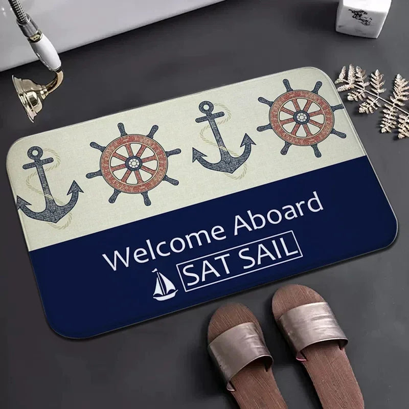 Navak Carpet Blue Doormats Entrance Door Mat Anchor Boat Decoration Living Room Rug Welcome Kitchen Mats Anti Slip Bathroom Floor Rugs Carpet