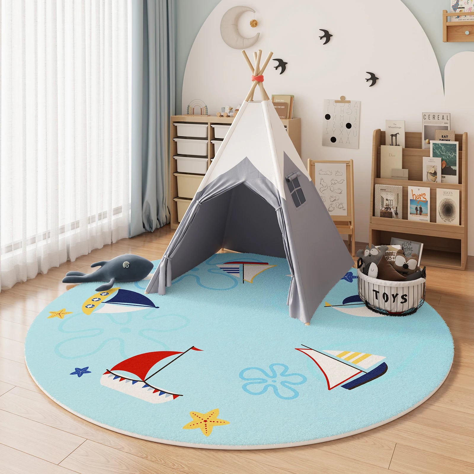 Navak Carpet  Cartoon Style Bedroom Decor Carpet Thickend Plush Children Floor Mat Fluffy Soft Round Rug Cute Patterns Carpets for Living Room