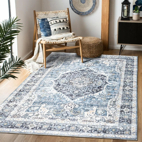 Navak Carpet ,Vintage Boho Rug,Ultra-Soft Low Pile, Washable, Non Slip,Stain Resistant Printed Carpet for Living Room Bedrooms P