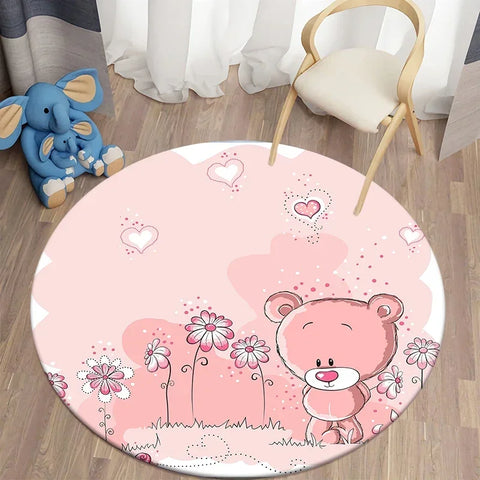 Navak Carpet Cartoon Cute Bear Round Carpet for Living Room Rugs Bath Mat for Children Room Mats Bedroom Carpets Baby Kids Room Home Decor