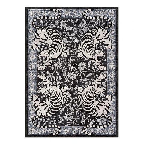 Navak Carpet Living Room Carpet Non-slip Soft Machine Washable Floor Mat Retro Black Tiger Easy To Fold Rug Bedroom Large Size Decorative Mat
